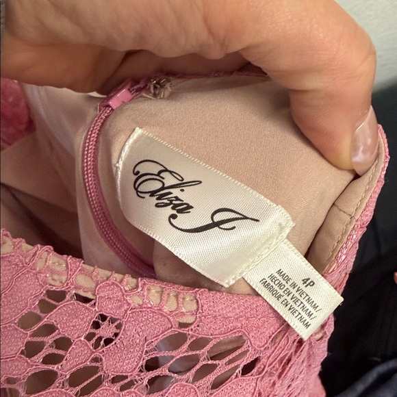 Eliza J | Bell Sleeve Lace Fit & Flare Dress in Dusty Rose size 4P - Picture 5 of 7